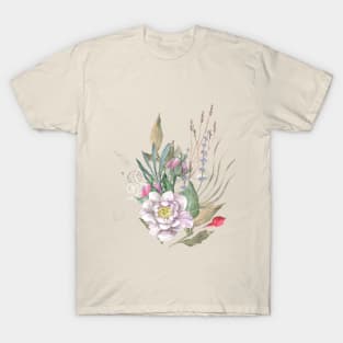 Vintage Floral Pattern Cottage Core Aesthetic T-Shirt